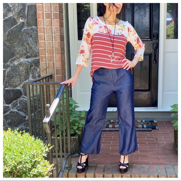 PRETTY STRIPED FLORAL TUNIC TOP - Picture 4 of 16